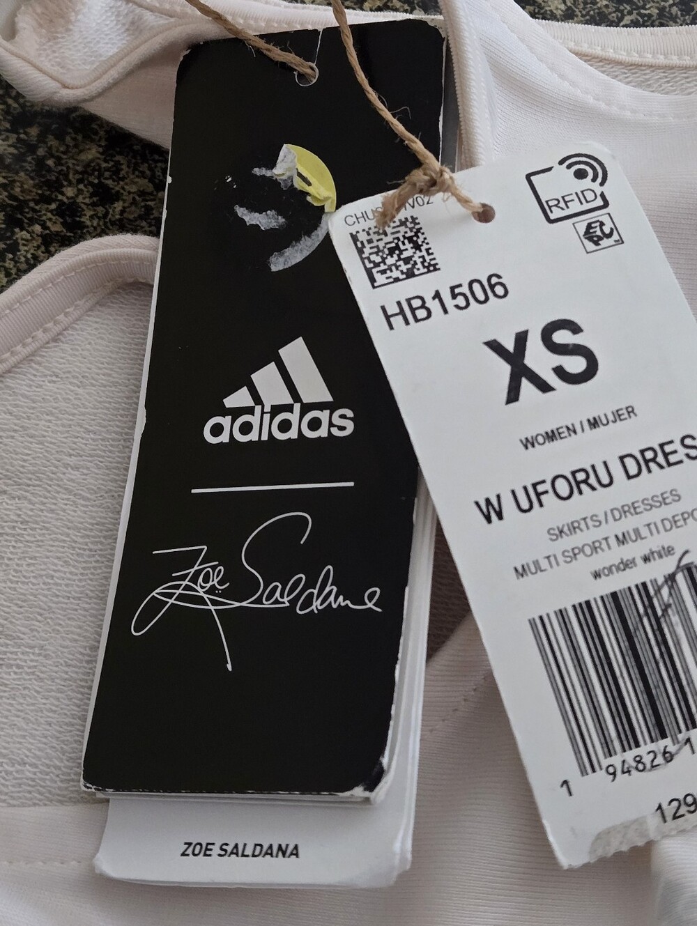 Adidas x Zoe Saldana Cream Racerback Tank Dress Athleisure Women's XS NWT - Picture 6 of 12